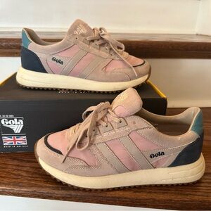 Gola Pink Beige Sneakers with Navy and Teal Accents